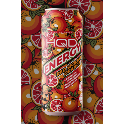 Напиток безалкогольный тонизирующий энергетический " HQD ENERGY SICILIAN ORANGE" сицилийский апельсин 0,45 мл