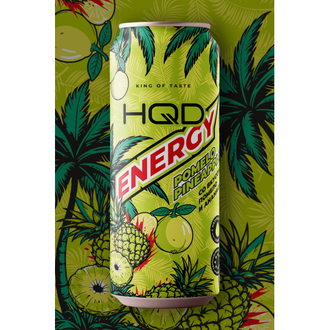 Напиток безалкогольный тонизирующий энергетический " HQD ENERGY POMELO PINEAPPLE" помело ананас 0,45 мл