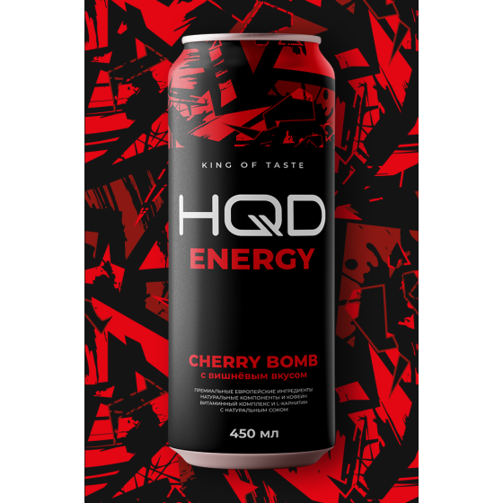 Напиток безалкогольный тонизирующий энергетический " HQD ENERGY CHERRY BOMB" чери бомб 0,45 мл