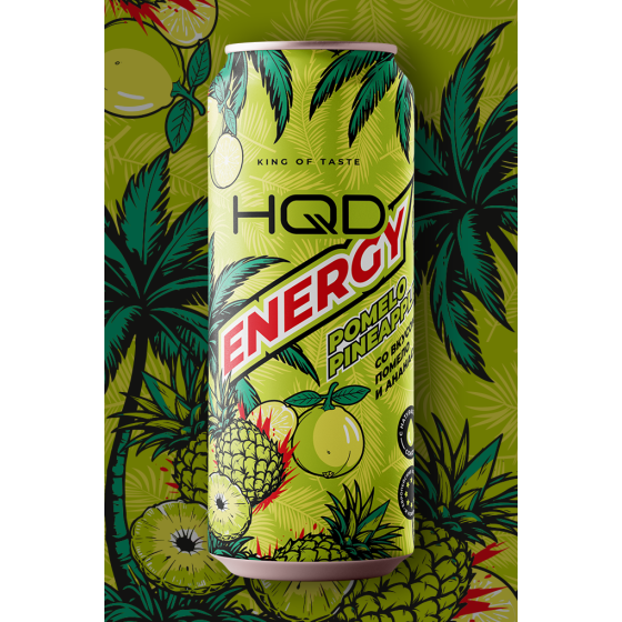 Напиток безалкогольный тонизирующий энергетический " HQD ENERGY POMELO PINEAPPLE" помело ананас 0,45 мл